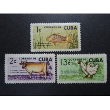 CUBA 1964 SERIE COMPLETA DE ESTAMPILLAS NUEVA MINT PECES Y FAUNA